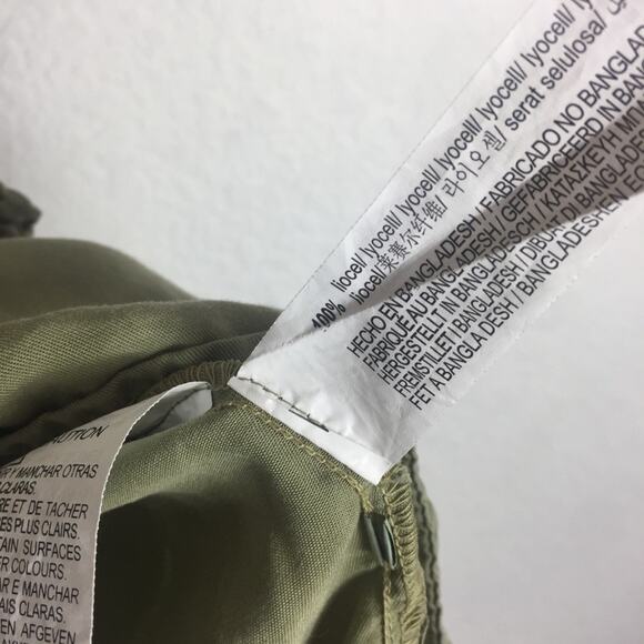 Zara Army Green Babydoll Ruffle Button Oversized Mini Dress XS Lightweight Beach - Picture 7 of 15